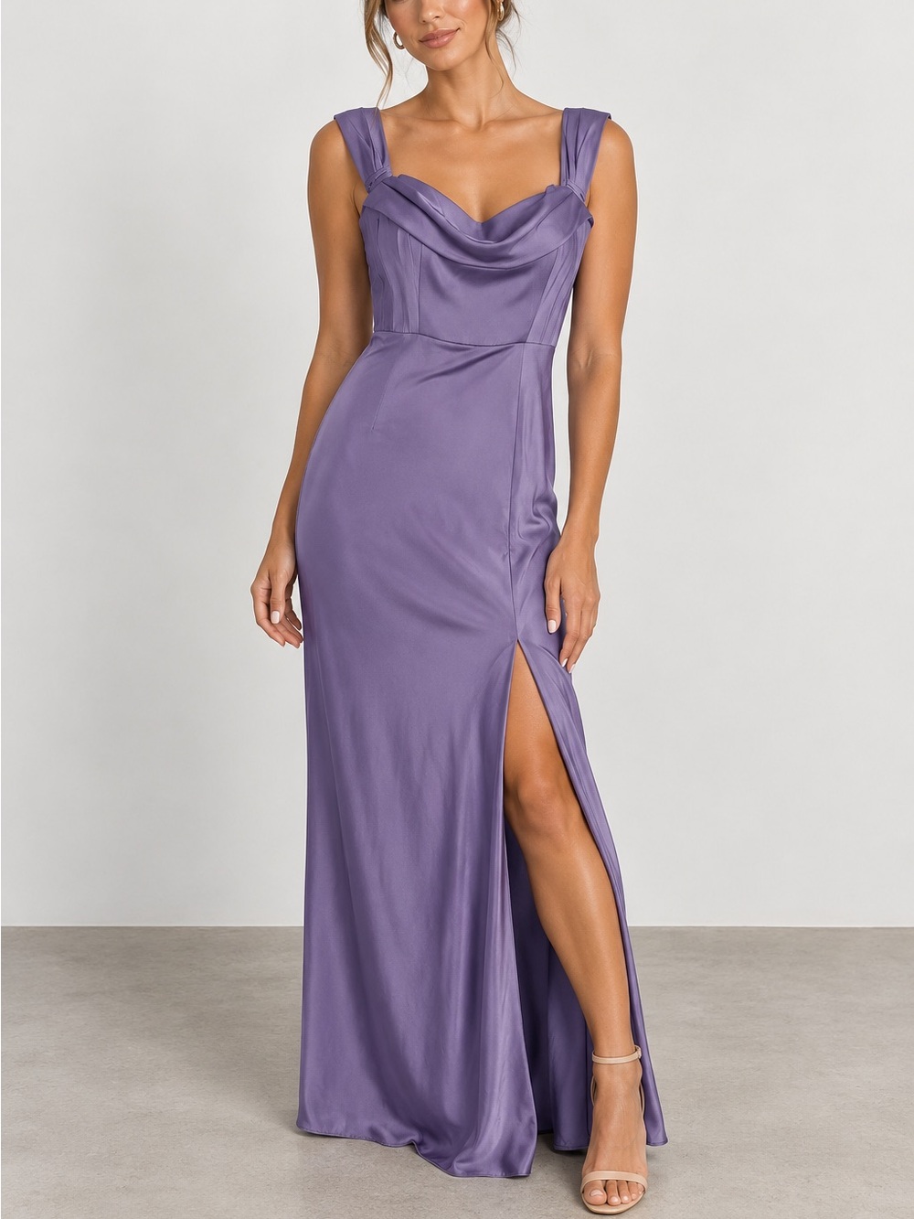 Birdy Grey Mia Dusty Lilac Matte Satin Bridesmaid Formal Dress